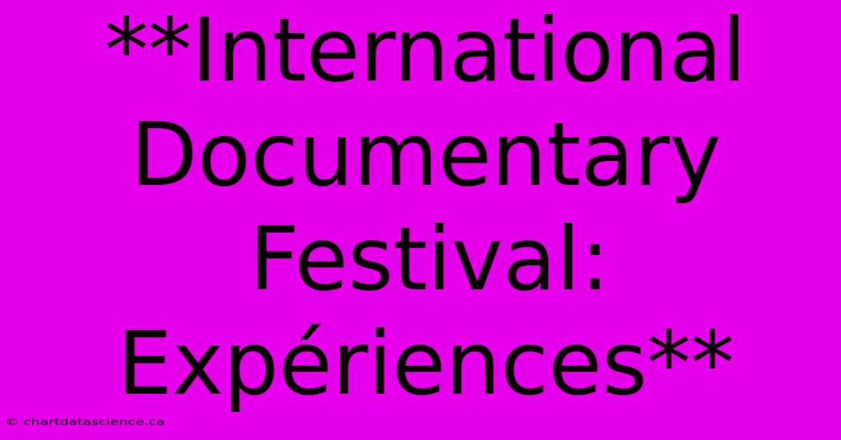 **International Documentary Festival: Expériences**