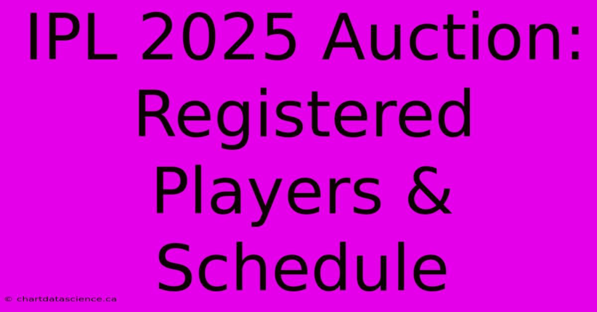 IPL 2025 Auction: Registered Players & Schedule