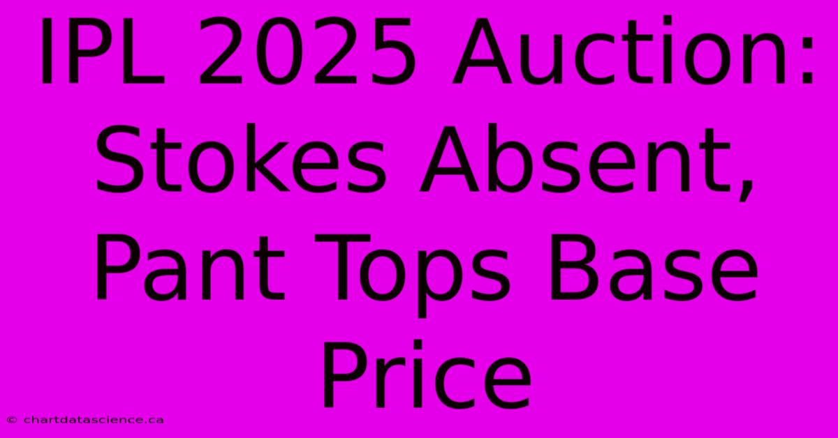 IPL 2025 Auction: Stokes Absent, Pant Tops Base Price