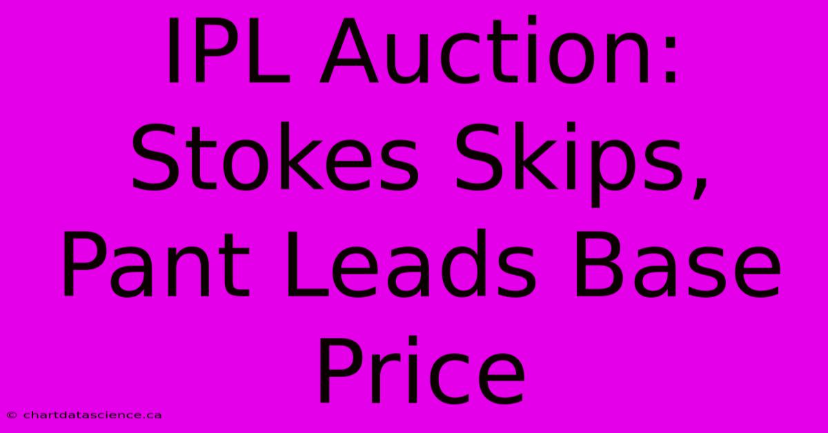 IPL Auction: Stokes Skips, Pant Leads Base Price