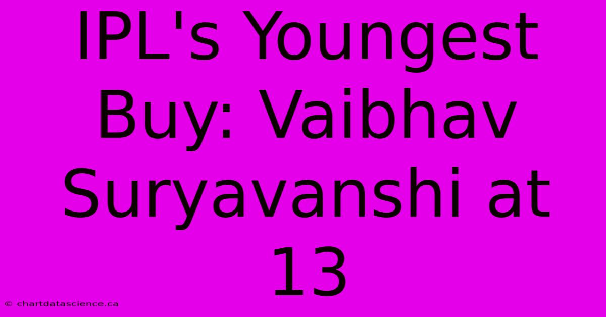 IPL's Youngest Buy: Vaibhav Suryavanshi At 13