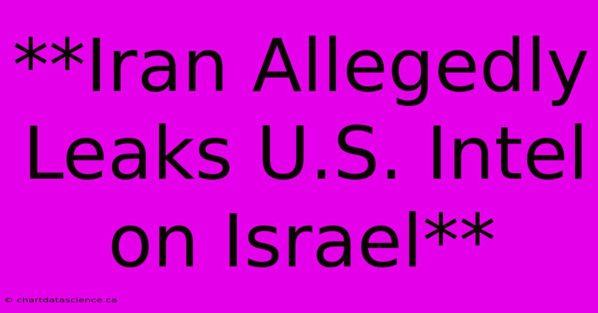 **Iran Allegedly Leaks U.S. Intel On Israel** 