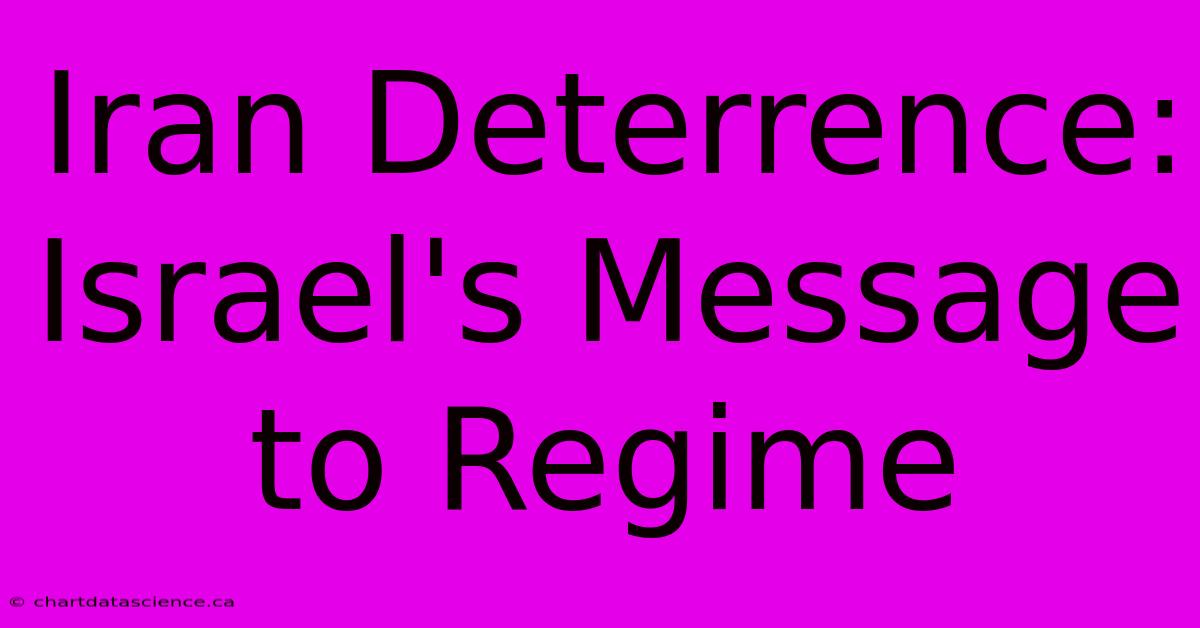 Iran Deterrence: Israel's Message To Regime 