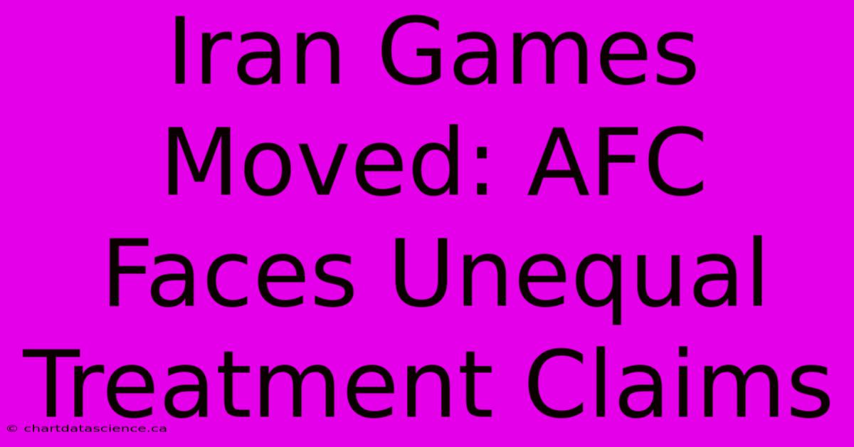 Iran Games Moved: AFC Faces Unequal Treatment Claims