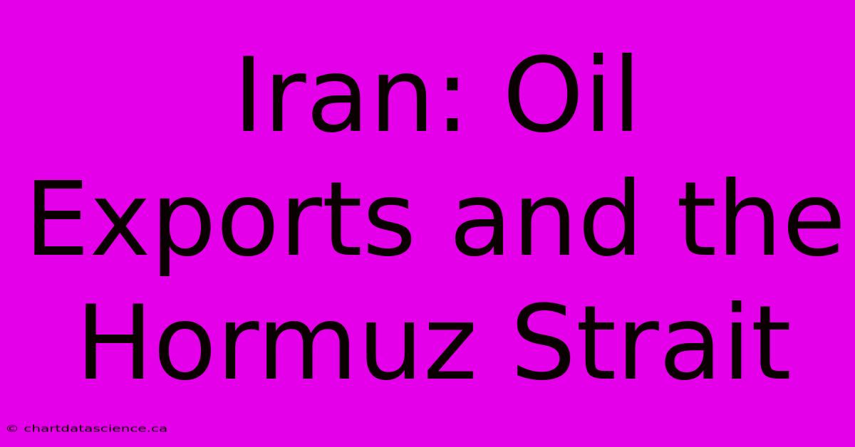 Iran: Oil Exports And The Hormuz Strait 