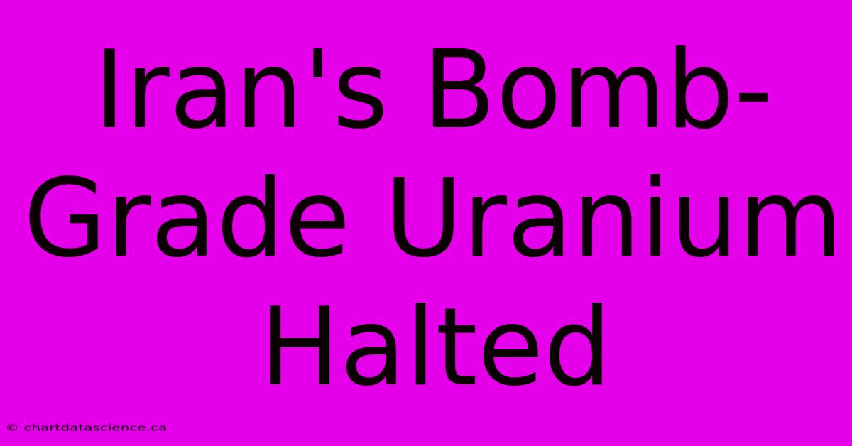 Iran's Bomb-Grade Uranium Halted