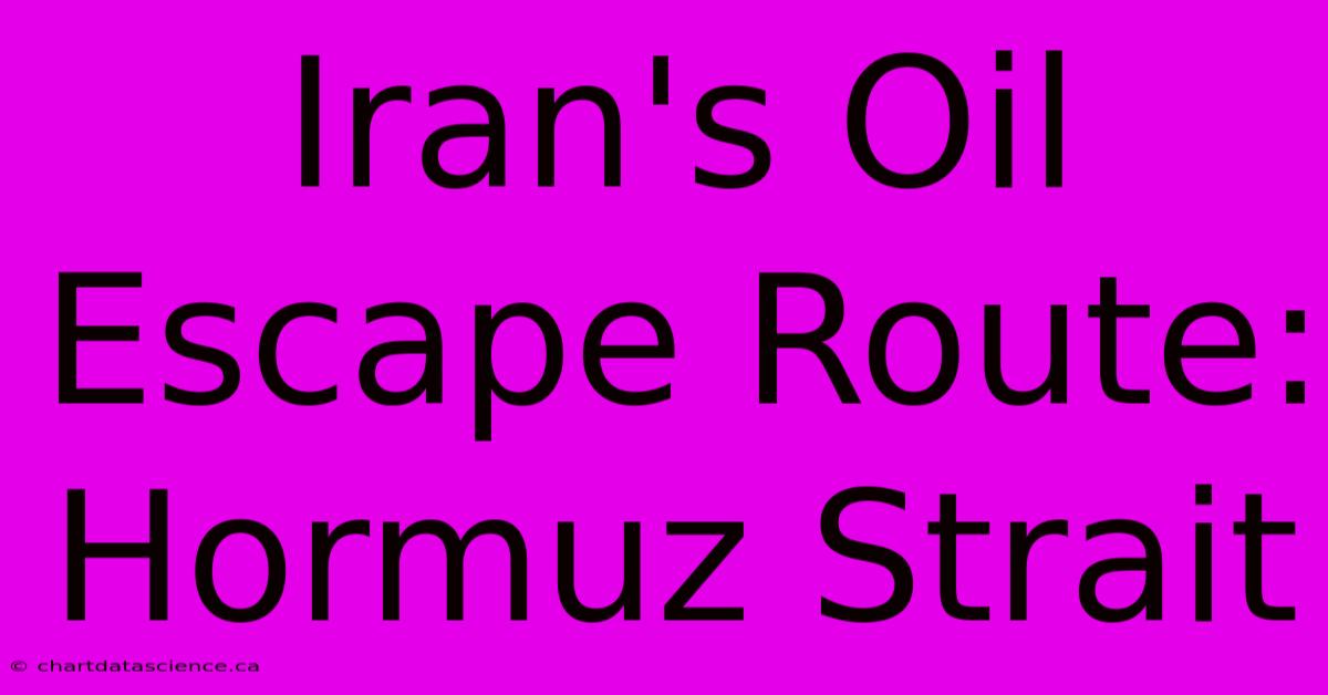 Iran's Oil Escape Route: Hormuz Strait