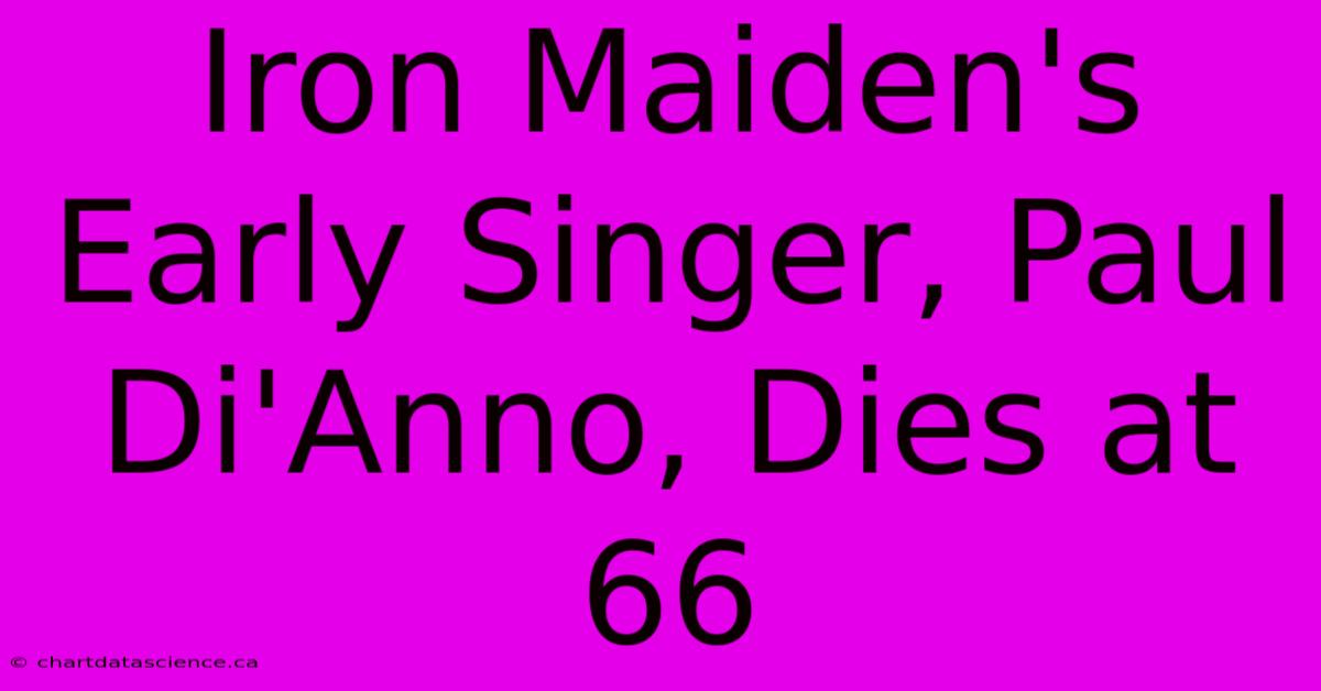 Iron Maiden's Early Singer, Paul Di'Anno, Dies At 66