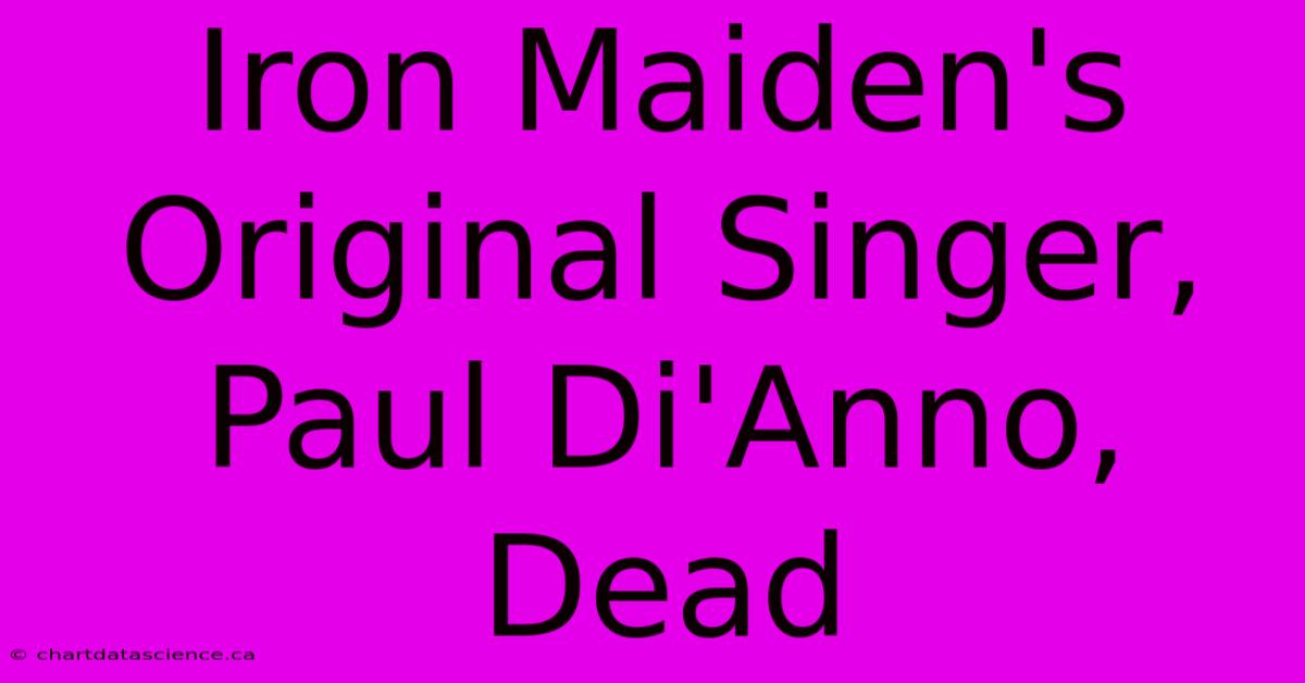 Iron Maiden's Original Singer, Paul Di'Anno, Dead