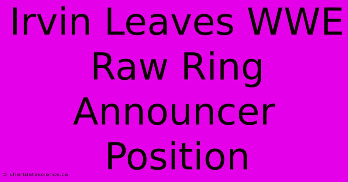 Irvin Leaves WWE Raw Ring Announcer Position