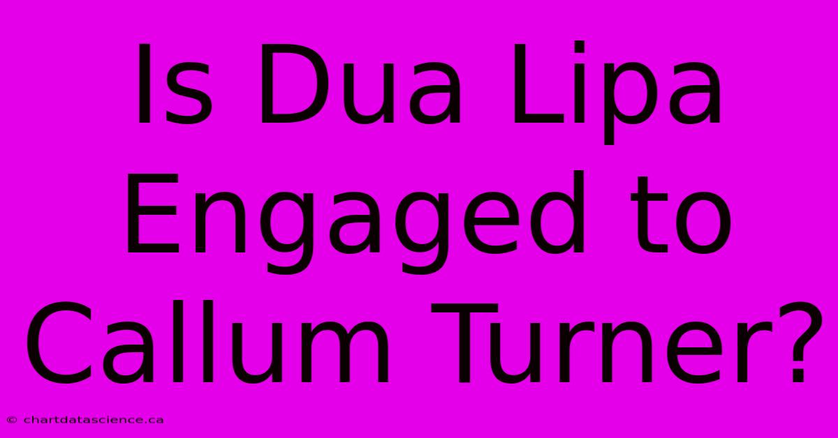 Is Dua Lipa Engaged To Callum Turner?