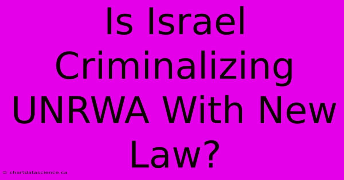 Is Israel Criminalizing UNRWA With New Law? 