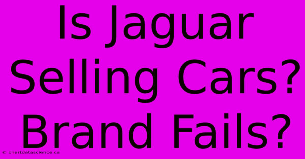 Is Jaguar Selling Cars? Brand Fails?