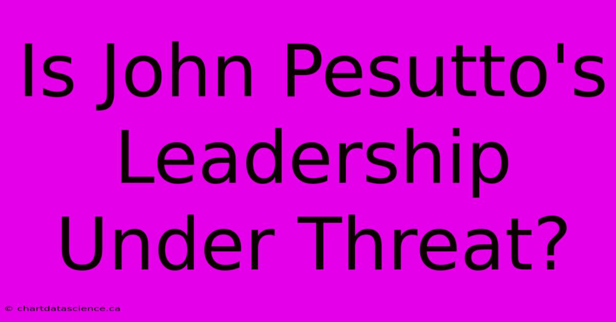 Is John Pesutto's Leadership Under Threat?