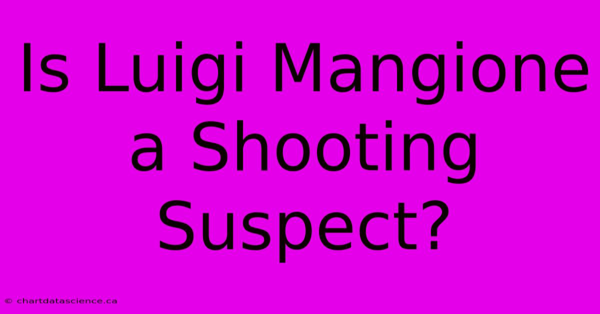 Is Luigi Mangione A Shooting Suspect?