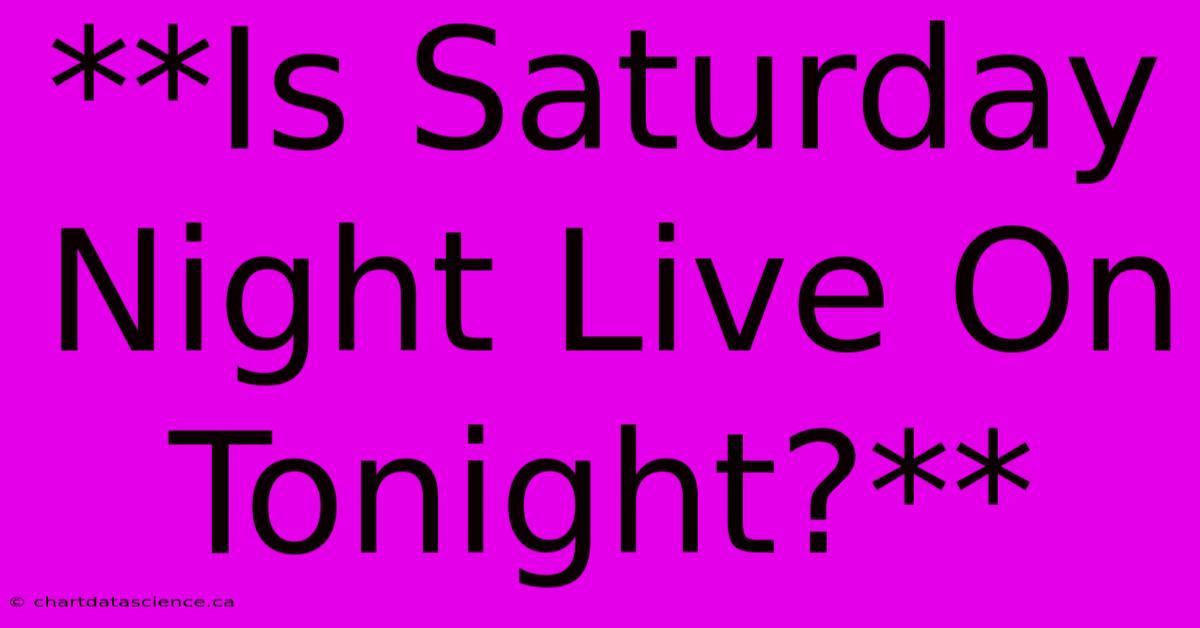 **Is Saturday Night Live On Tonight?** 