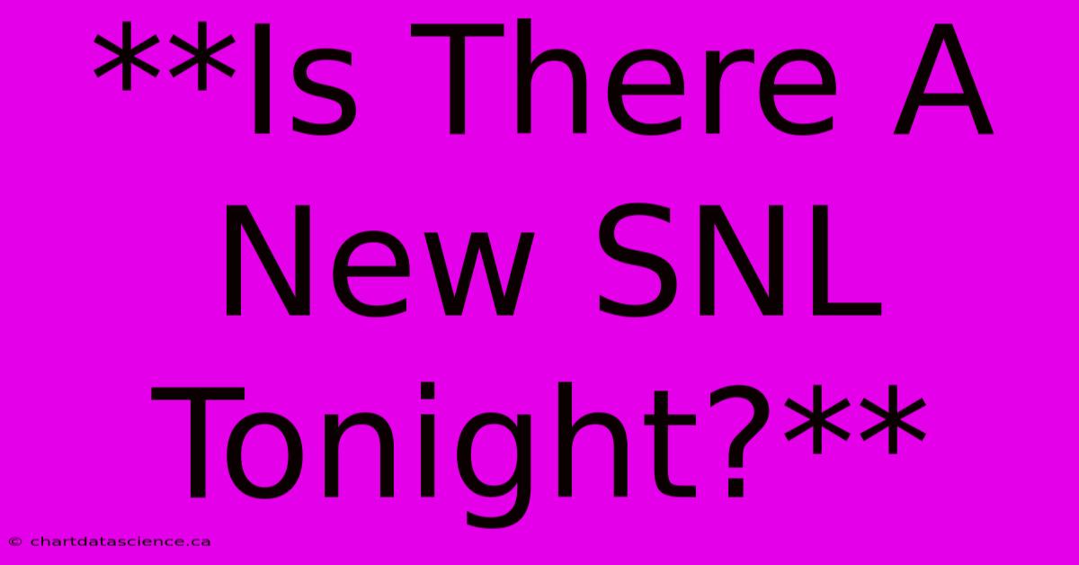 **Is There A New SNL Tonight?** 