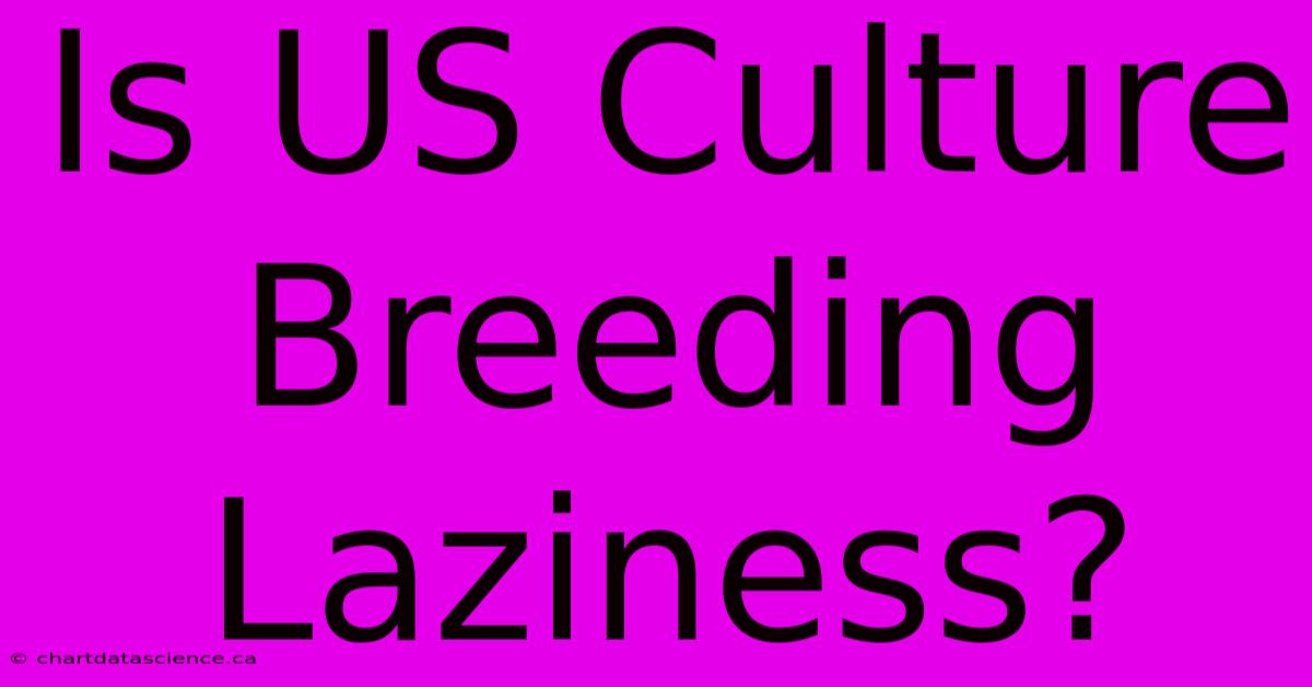 Is US Culture Breeding Laziness?