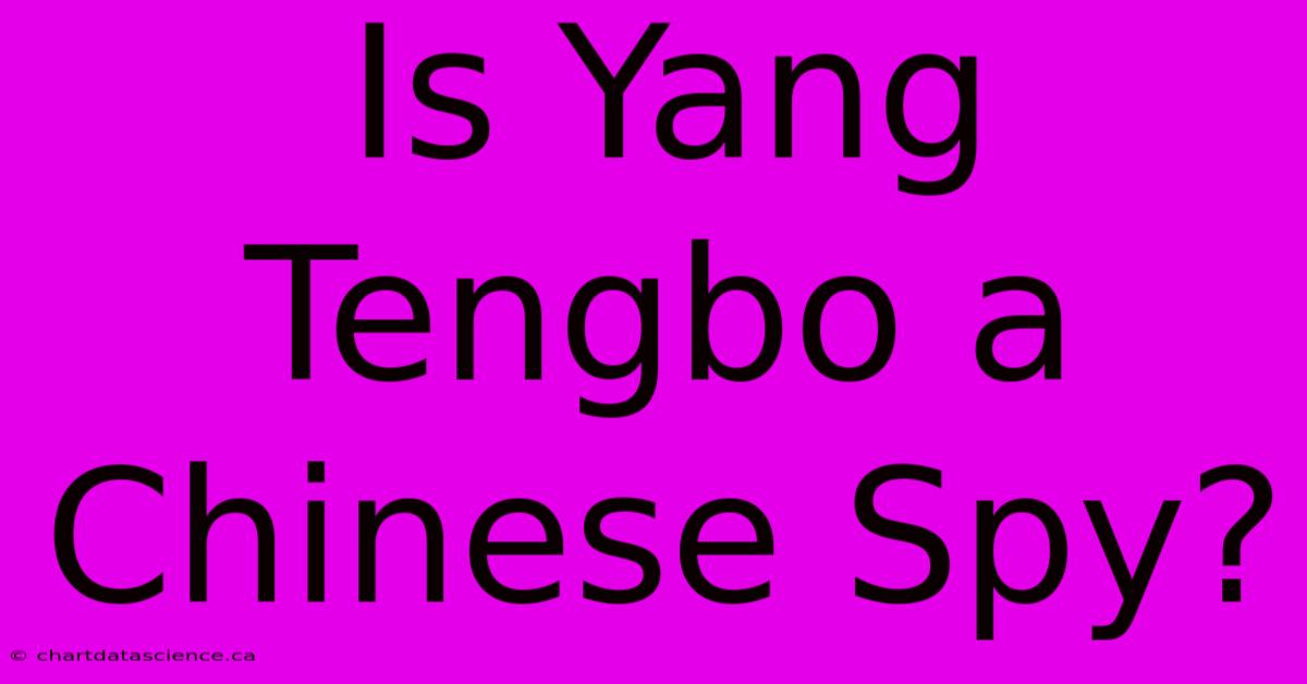 Is Yang Tengbo A Chinese Spy?