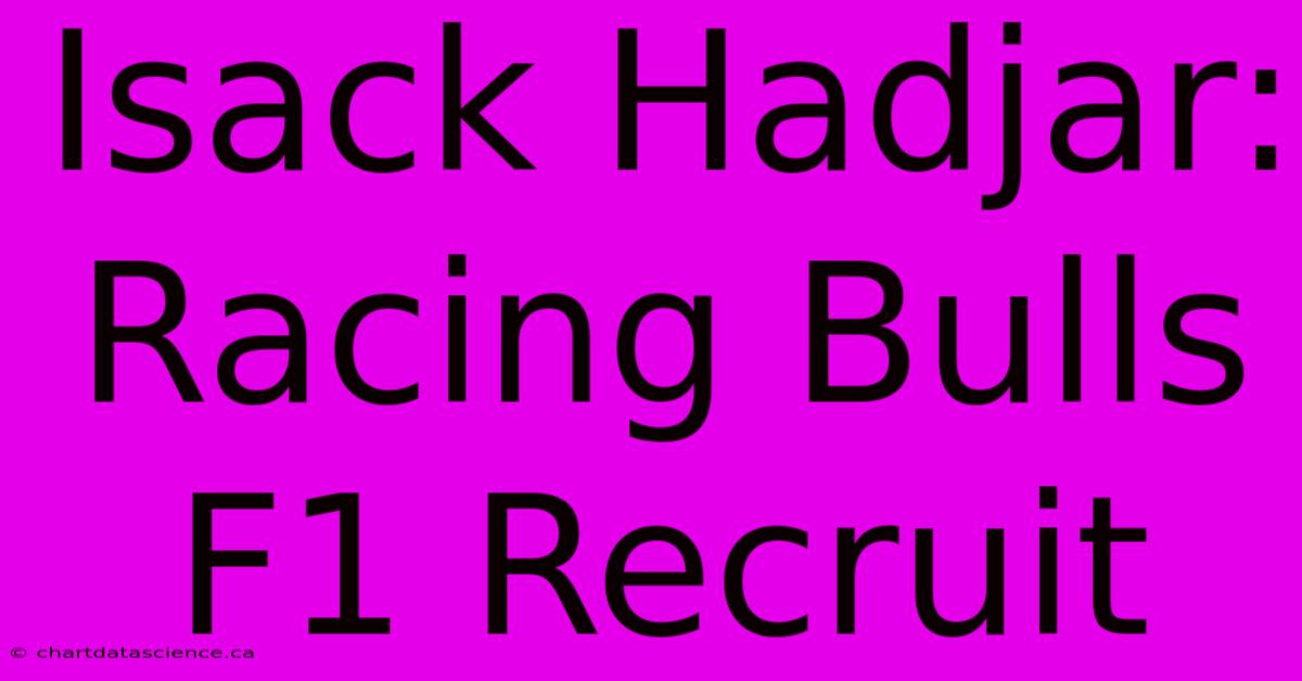 Isack Hadjar: Racing Bulls F1 Recruit