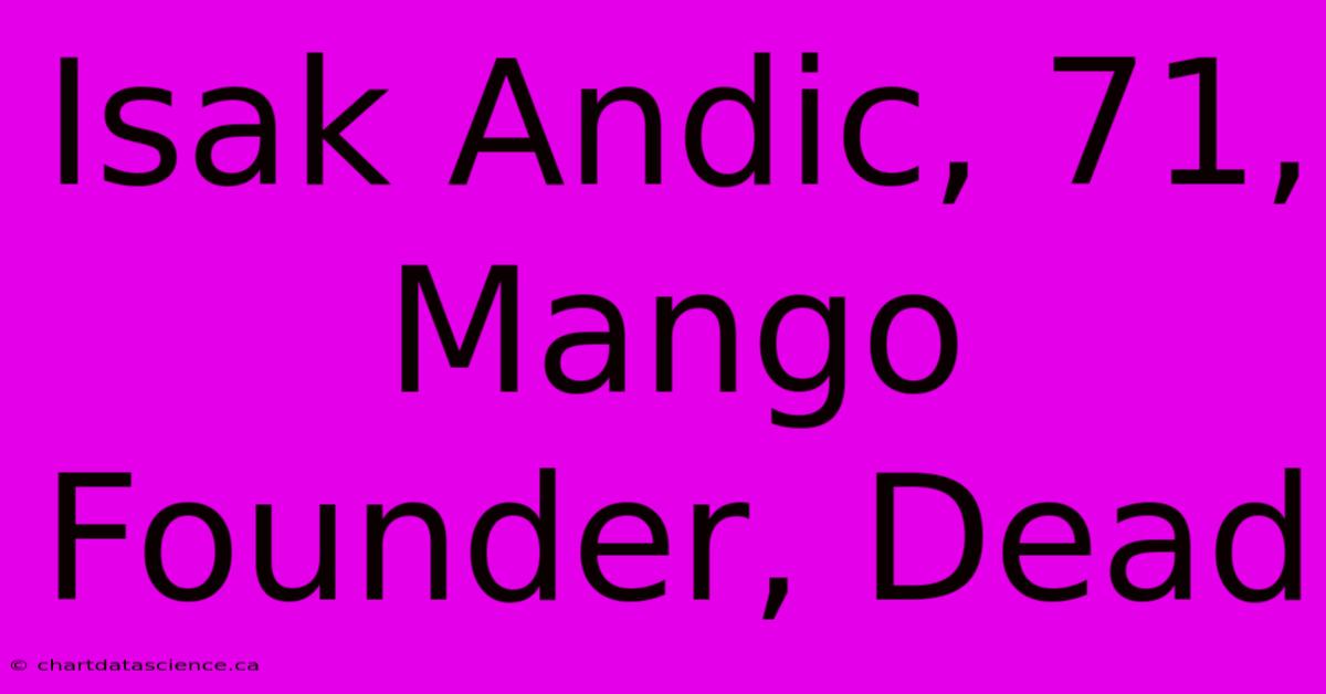 Isak Andic, 71, Mango Founder, Dead