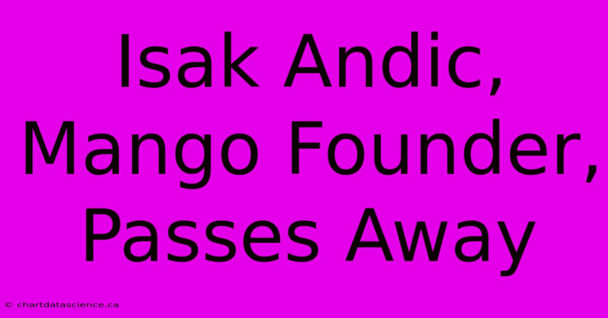 Isak Andic, Mango Founder, Passes Away