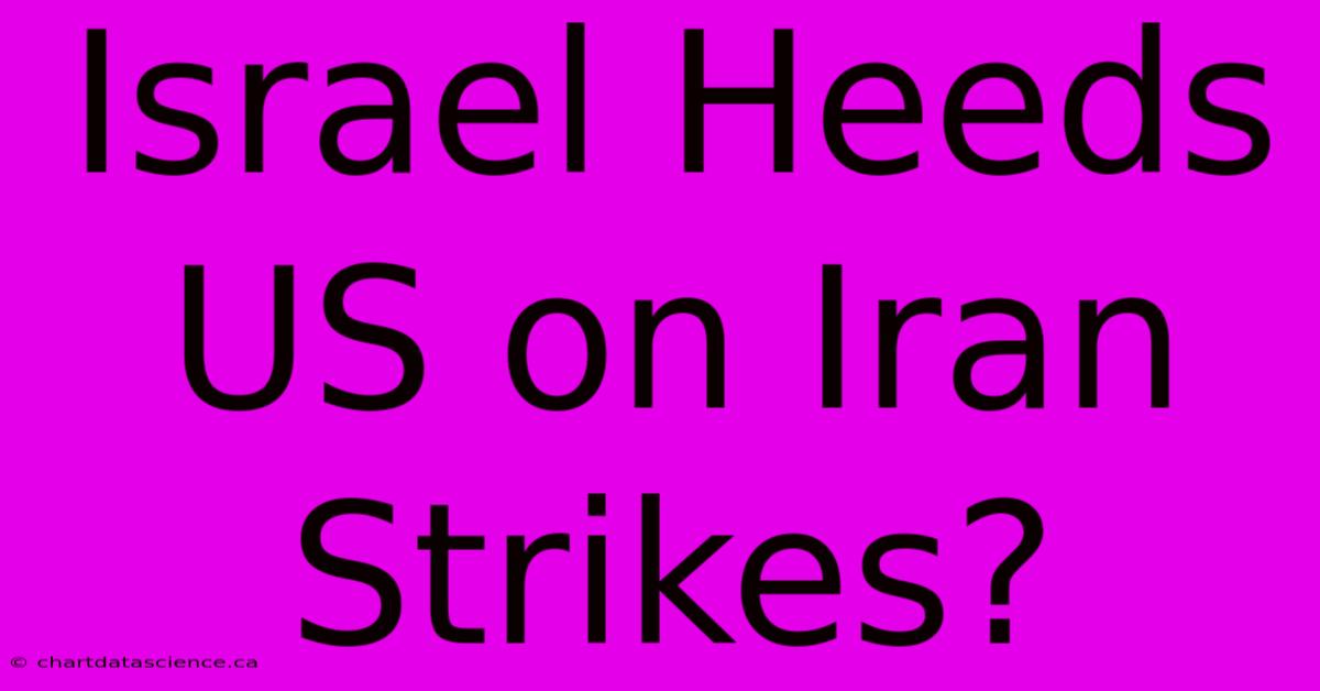 Israel Heeds US On Iran Strikes? 