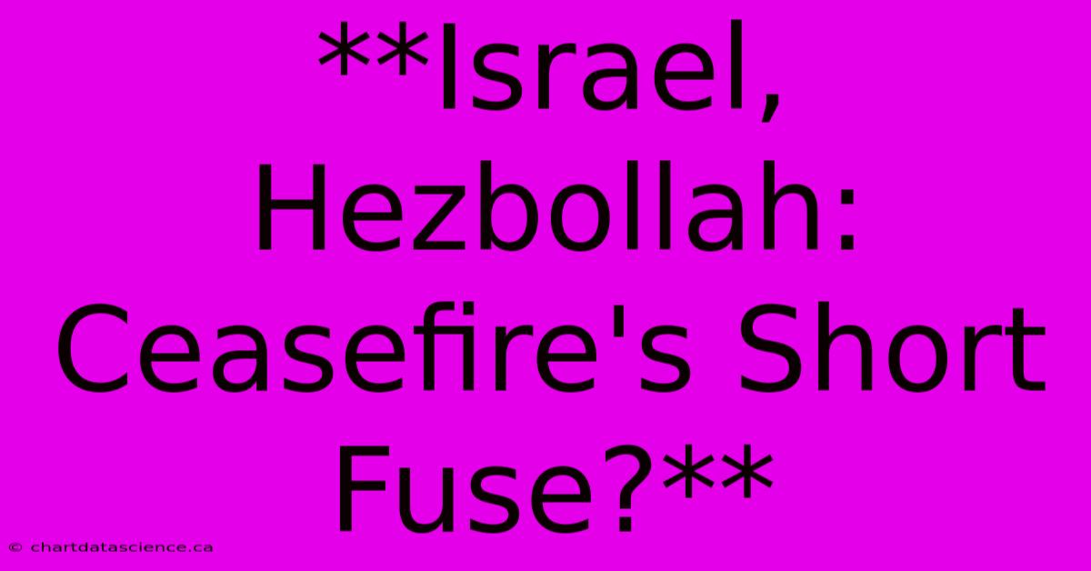 **Israel, Hezbollah: Ceasefire's Short Fuse?**