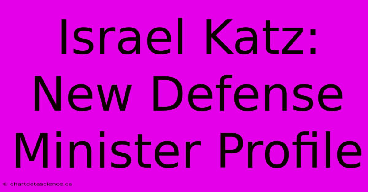 Israel Katz: New Defense Minister Profile