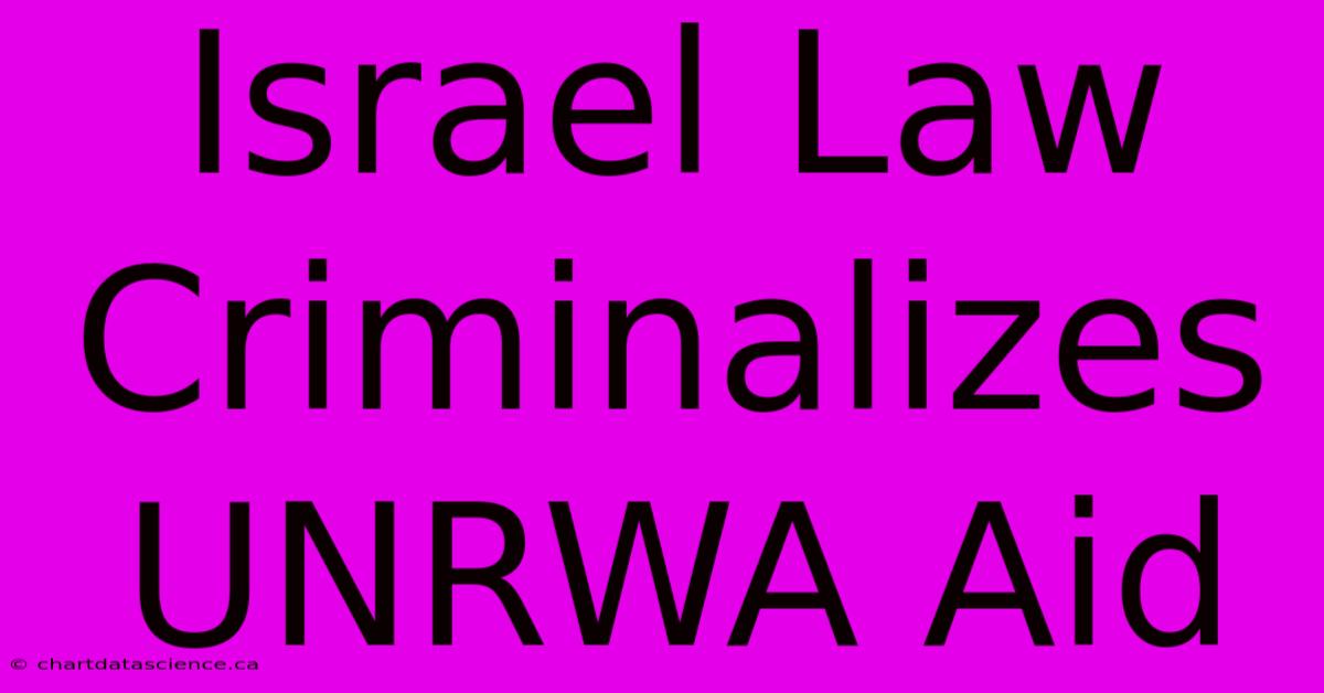 Israel Law Criminalizes UNRWA Aid