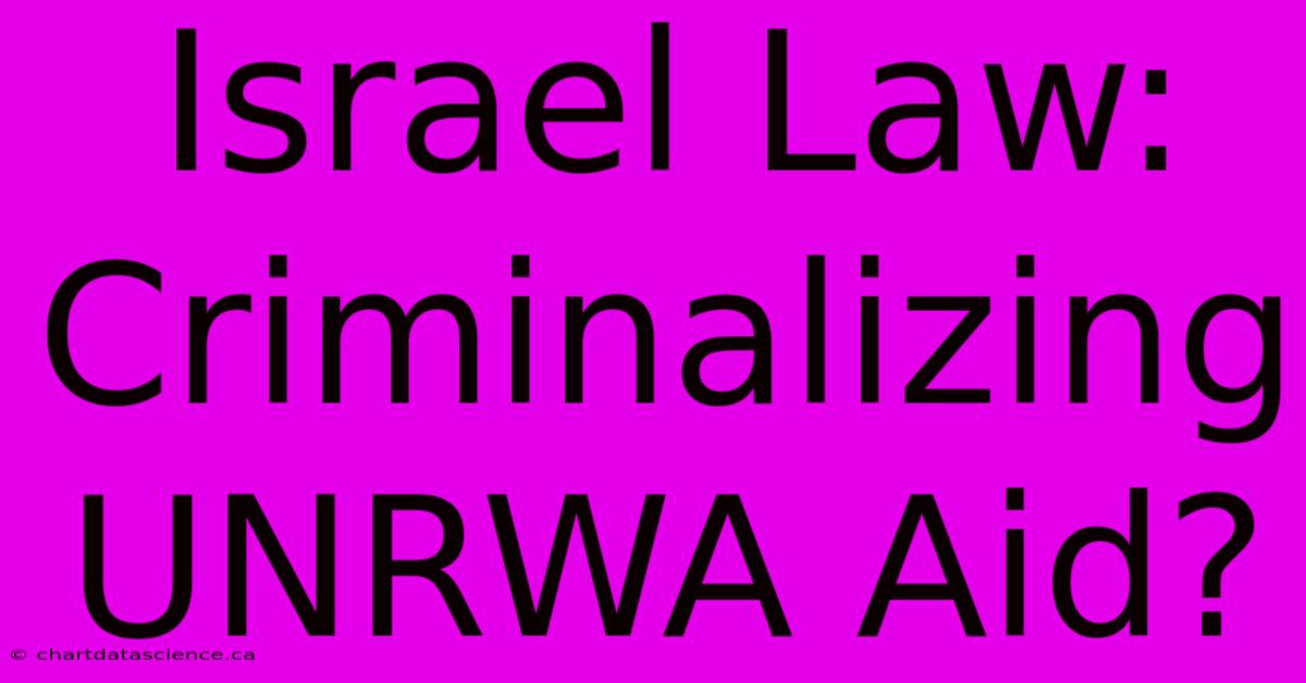 Israel Law: Criminalizing UNRWA Aid?