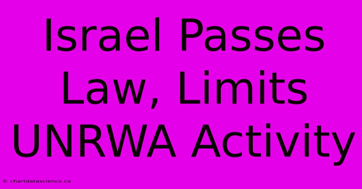 Israel Passes Law, Limits UNRWA Activity