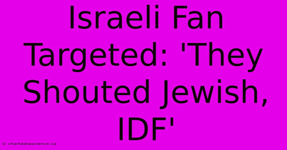 Israeli Fan Targeted: 'They Shouted Jewish, IDF'