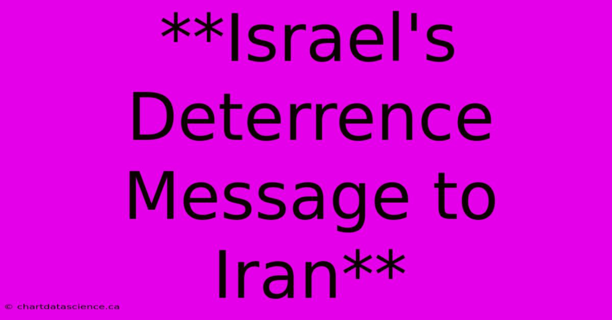 **Israel's Deterrence Message To Iran**