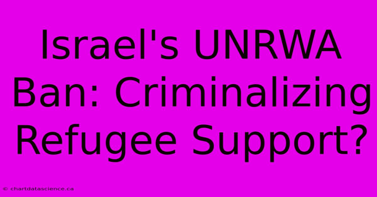 Israel's UNRWA Ban: Criminalizing Refugee Support?