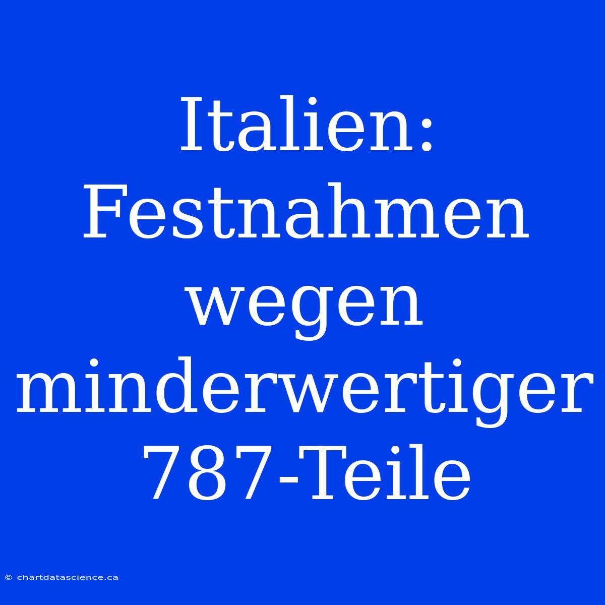 Italien: Festnahmen Wegen Minderwertiger 787-Teile