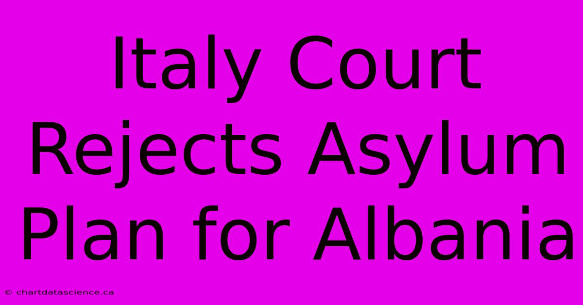 Italy Court Rejects Asylum Plan For Albania