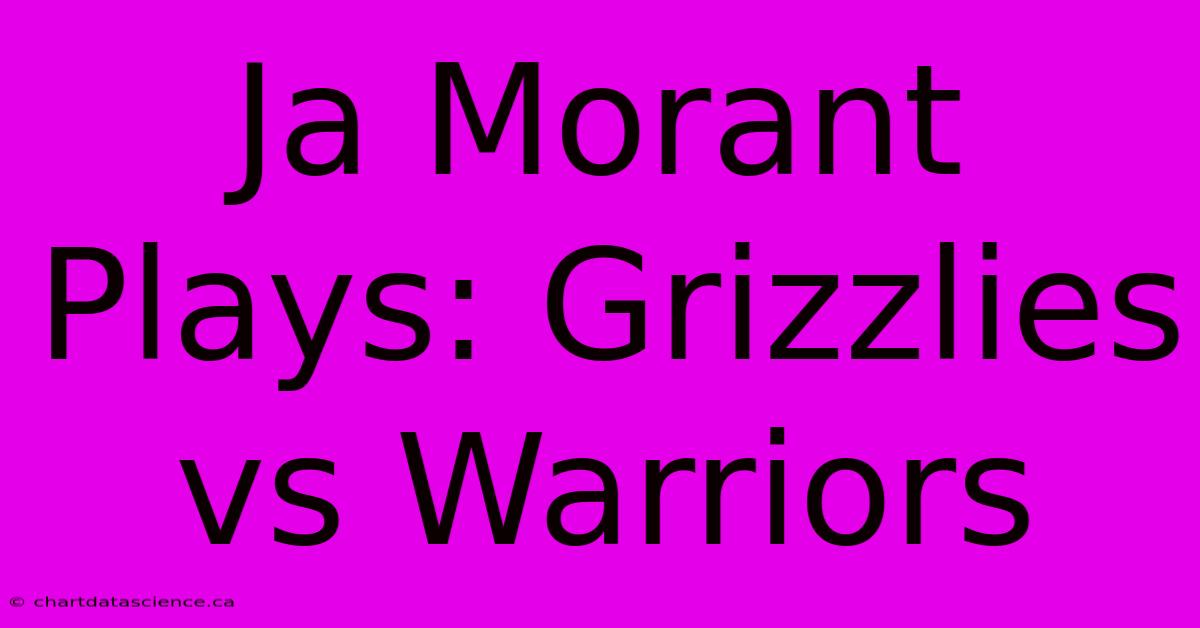 Ja Morant Plays: Grizzlies Vs Warriors