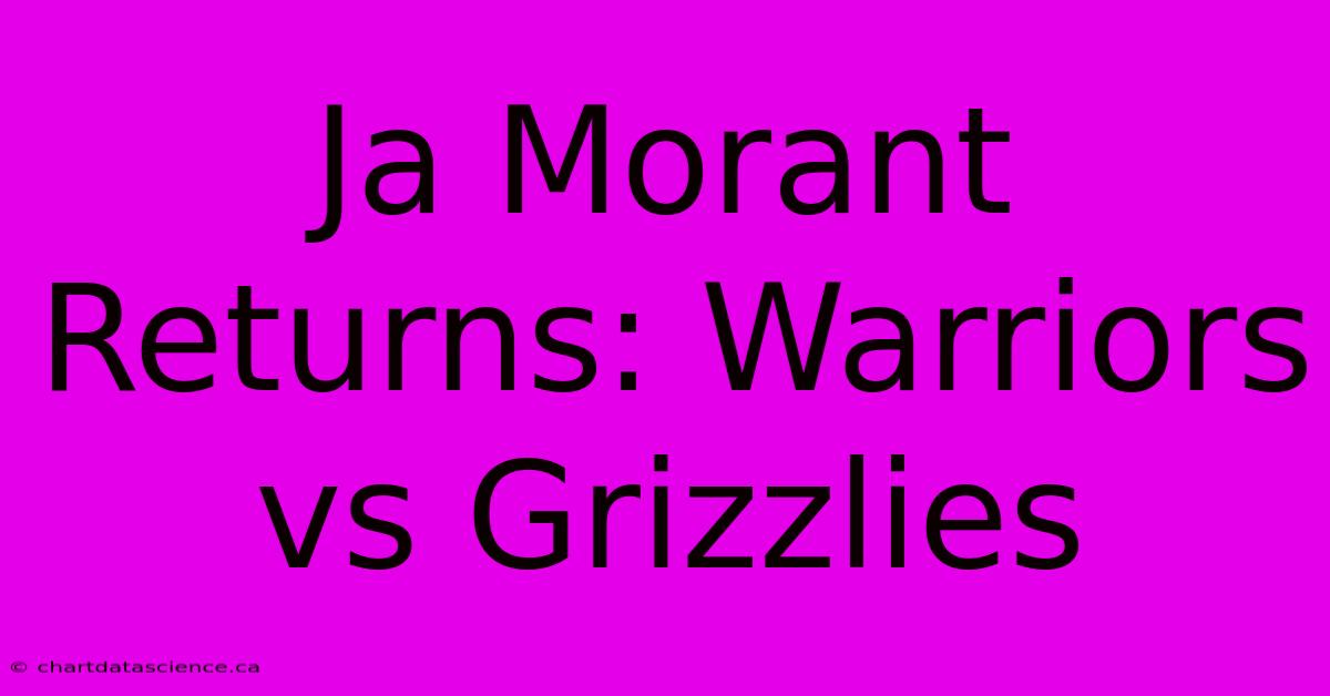 Ja Morant Returns: Warriors Vs Grizzlies