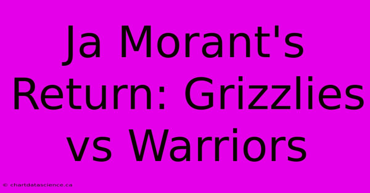 Ja Morant's Return: Grizzlies Vs Warriors