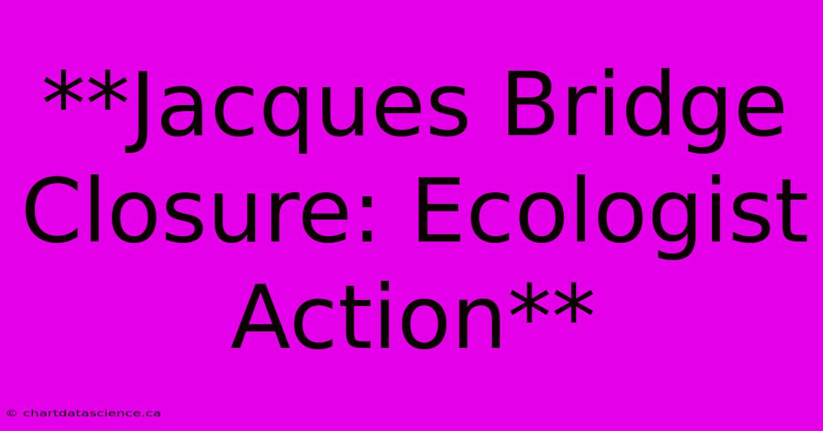 **Jacques Bridge Closure: Ecologist Action**