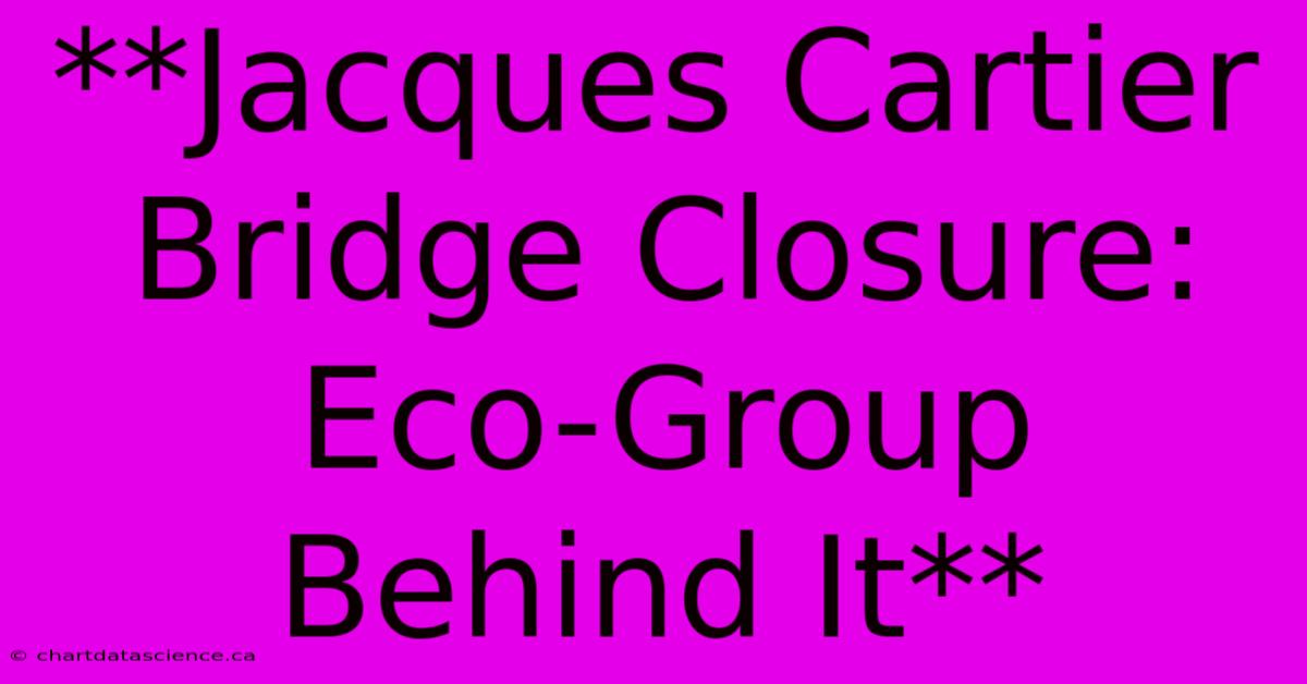 **Jacques Cartier Bridge Closure: Eco-Group Behind It**