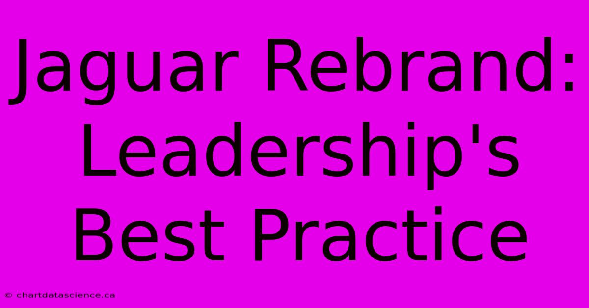 Jaguar Rebrand: Leadership's Best Practice