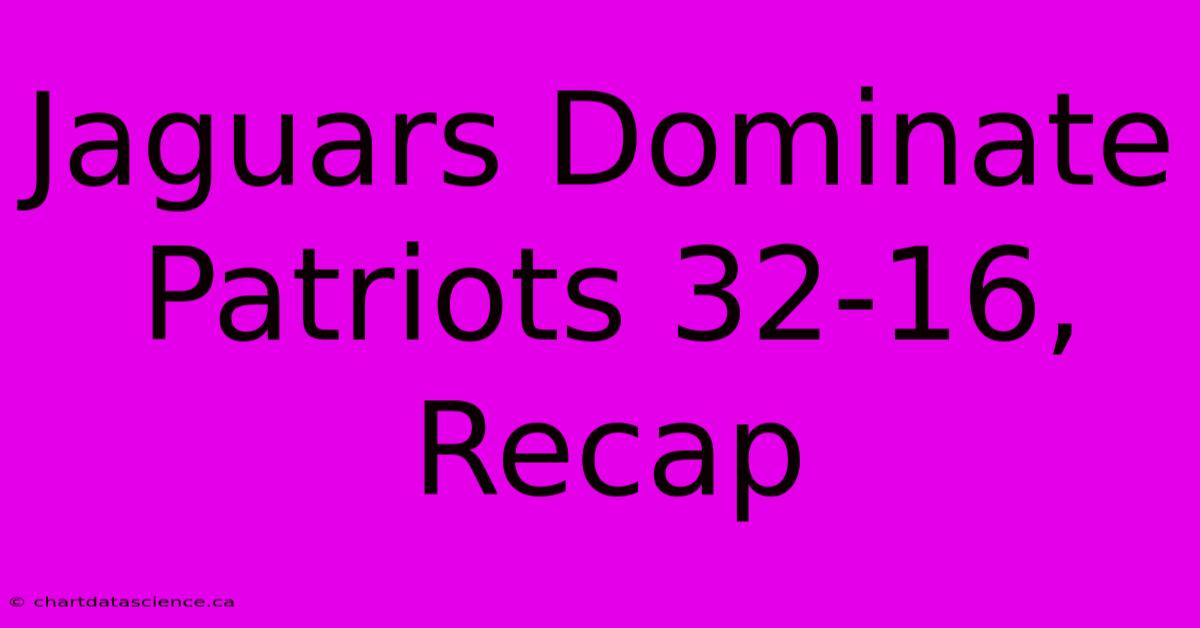 Jaguars Dominate Patriots 32-16, Recap