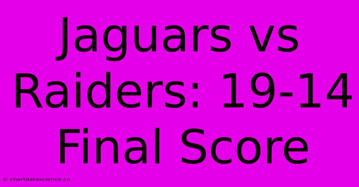 Jaguars Vs Raiders: 19-14 Final Score