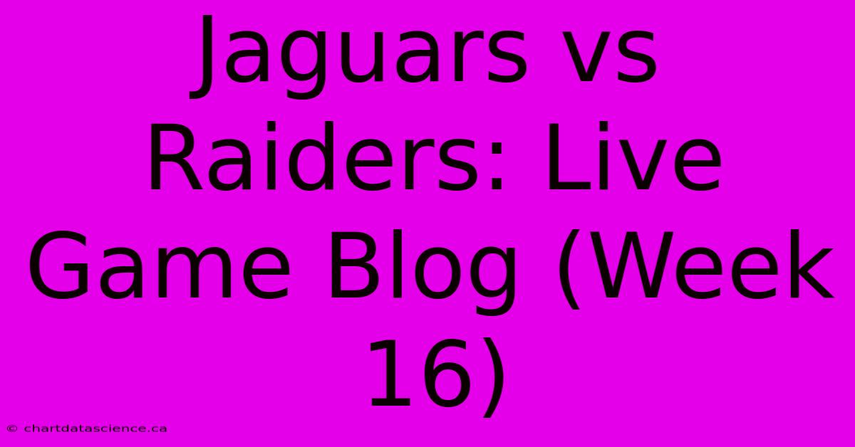 Jaguars Vs Raiders: Live Game Blog (Week 16)