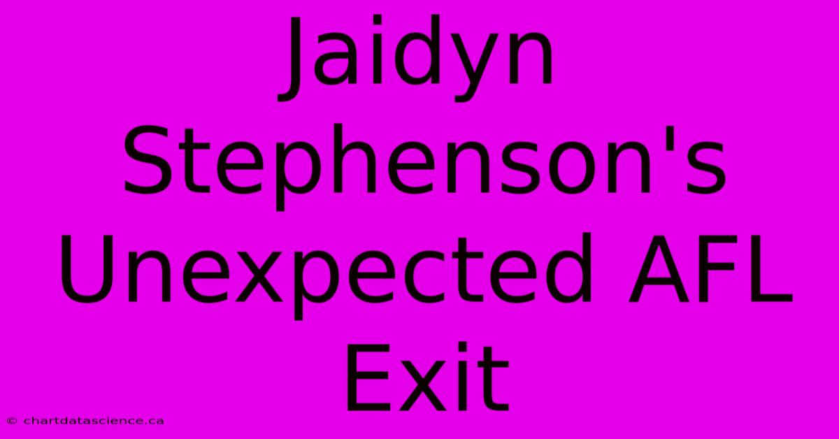 Jaidyn Stephenson's Unexpected AFL Exit