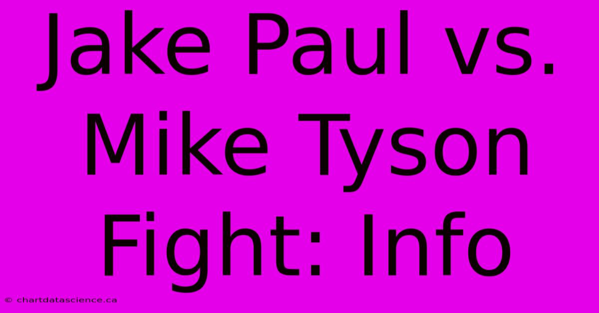 Jake Paul Vs. Mike Tyson Fight: Info 