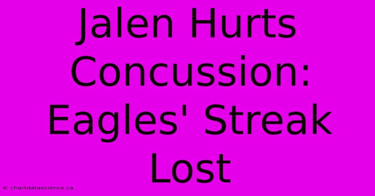 Jalen Hurts Concussion: Eagles' Streak Lost