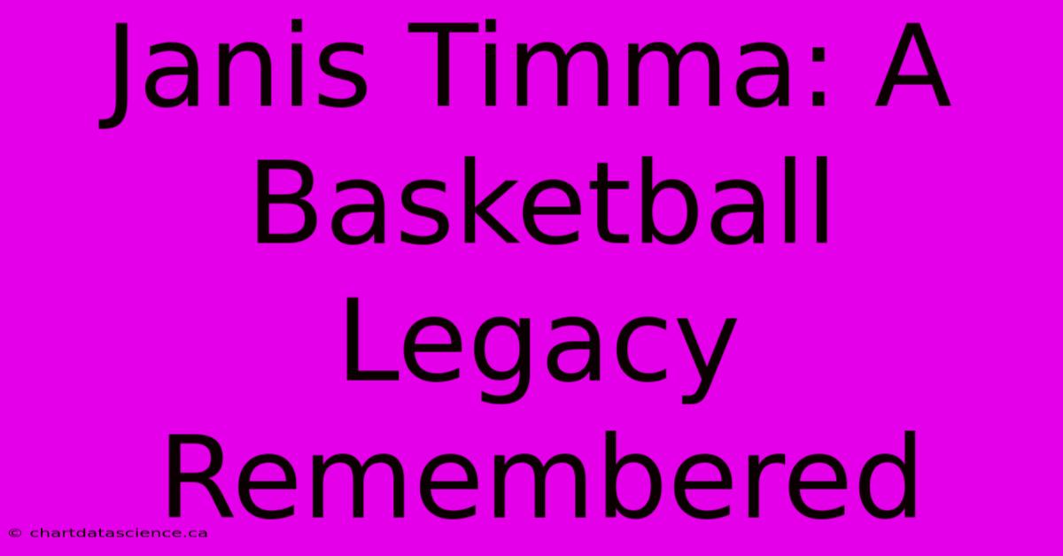 Janis Timma: A Basketball Legacy Remembered